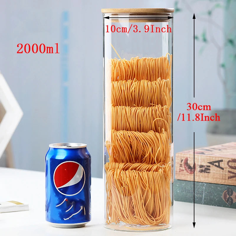 Mason Candy Jar For Spices Glass bamboo Cover Container Glass Jars With Lids Cookie Jar Kitchen Jars And Lids Wholesale