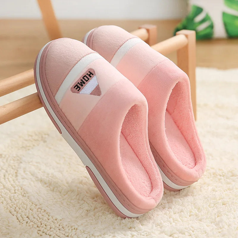 New Men Slippers Big Size Winter Warm Plush Indoor Slides Women Soft Thick Bottom Non-Slip Comfort Shoes Furry Bedroom Shoes