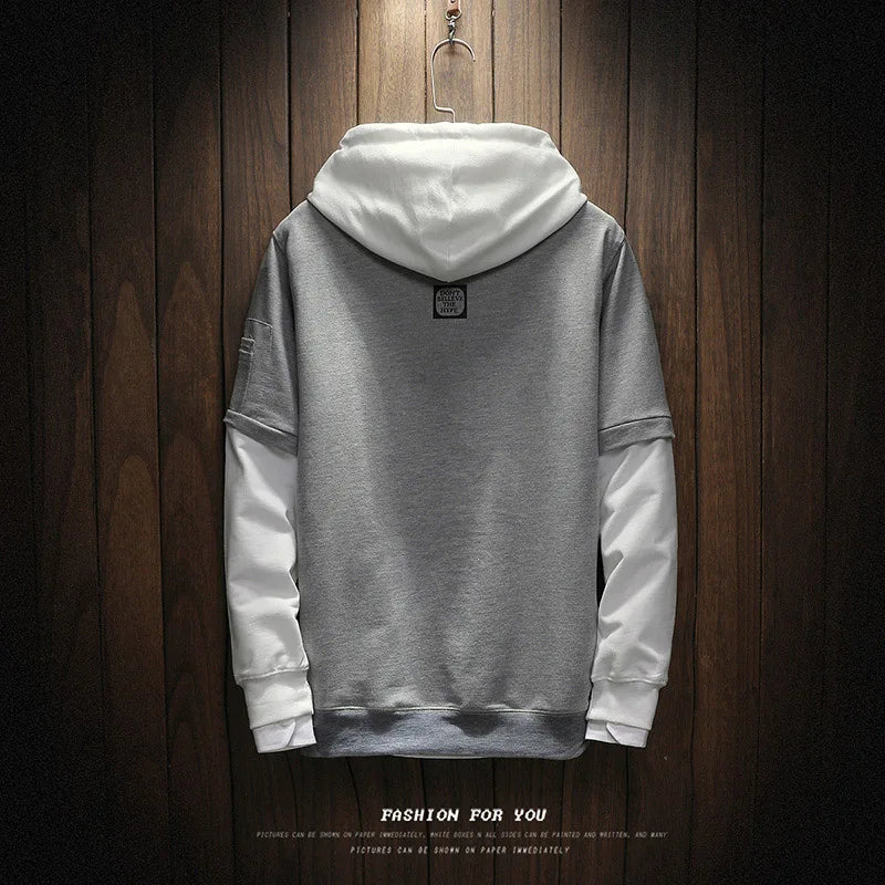 Cool Sweatshirt Men Hip Hop patchwork Long Sleeve Pullover contrast Hoodies Sweatshirt hoodies Men high quality