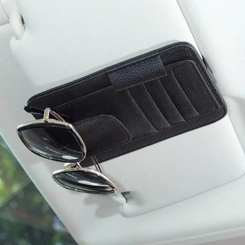 Car Sun Visor Organizer Multi-Pocket Business Card Storage Management Sunglasses Holder Visor Accessories Car Interior