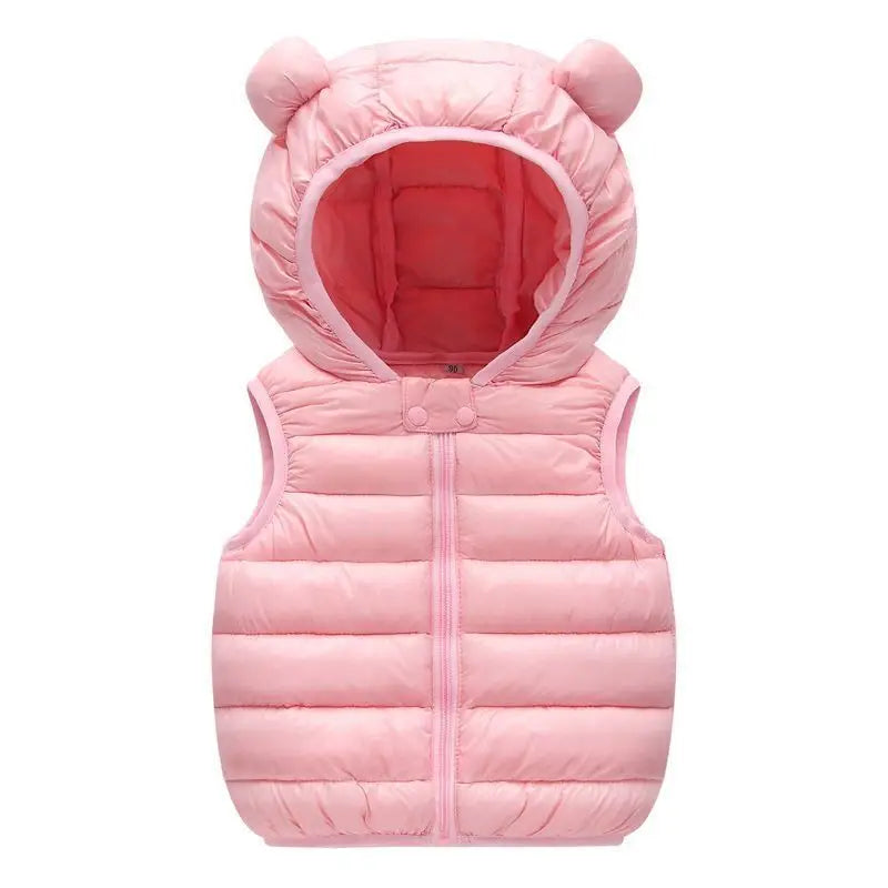 Autumn Children Warm Down Vest Baby Cotton Waistcoat Kids Outerwear Vest Children Clothing Boys Girls Hooded Jackets Vest