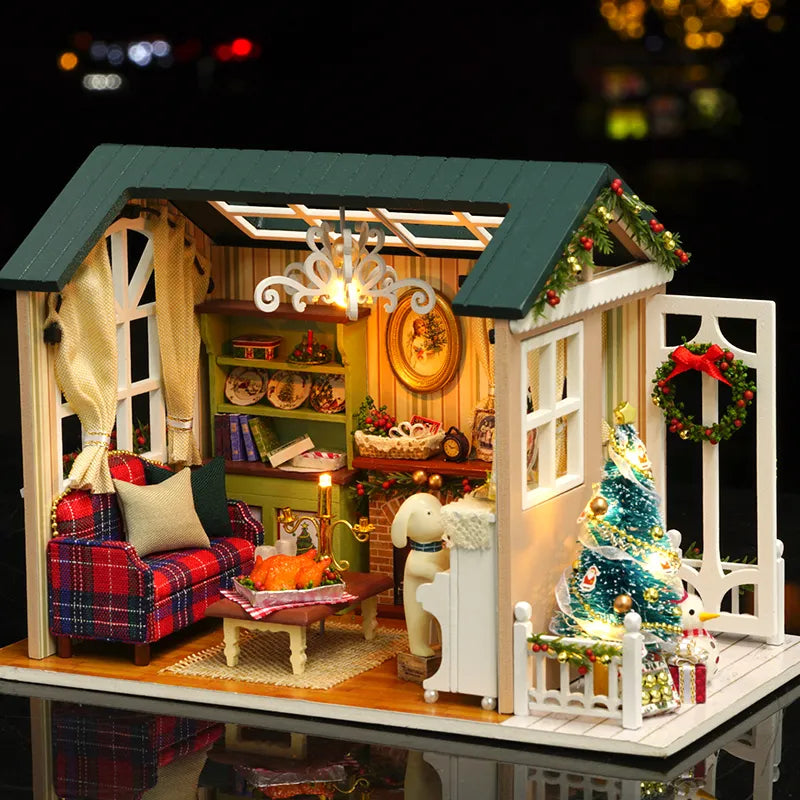 CUTEBEE Doll House Miniature DIY Dollhouse With Furnitures Wooden House Toys For Children Holiday Times Z009