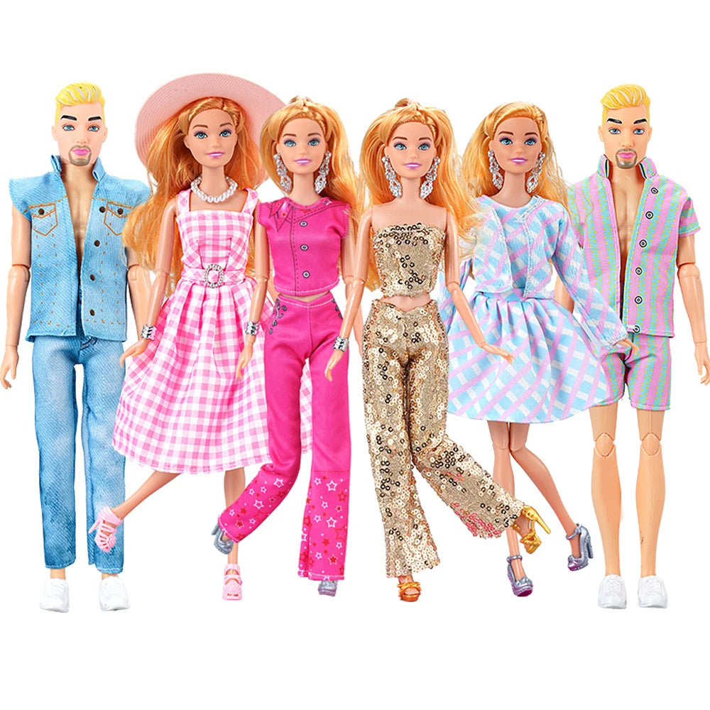 NK 1 Pcs Fashion Dress Outfit Casual Wear Shirt Party Skirt Modern Clothes For Barbie Doll Accessories DIY Dollhouse Toys JJ
