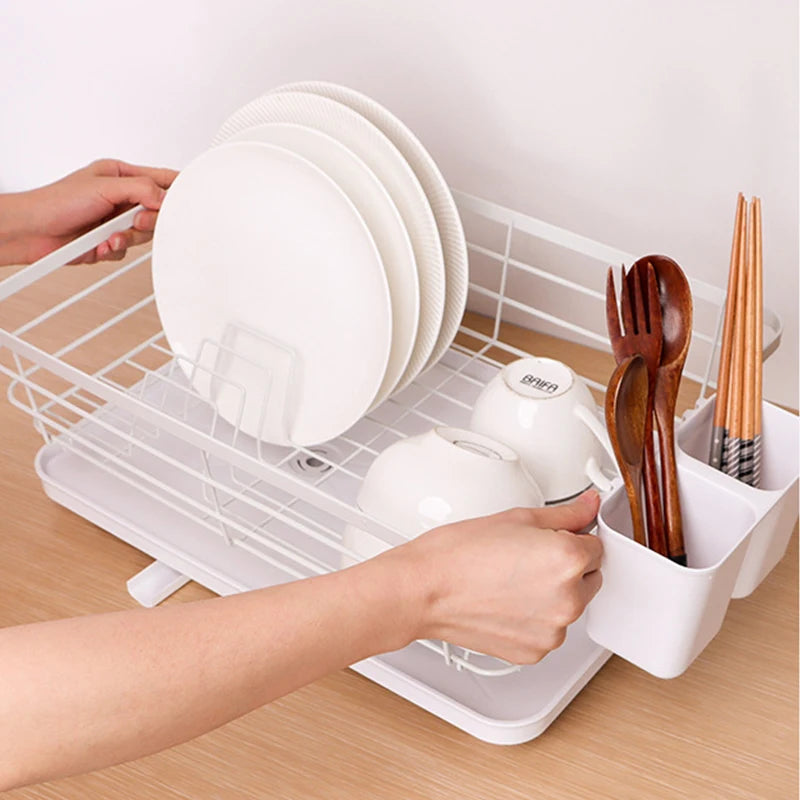 New Dish Drying Rack With Drainboard Dish Storage Racks With Removable Utensil Holder And Knife Slots Dish Drainer Kitchen Sink