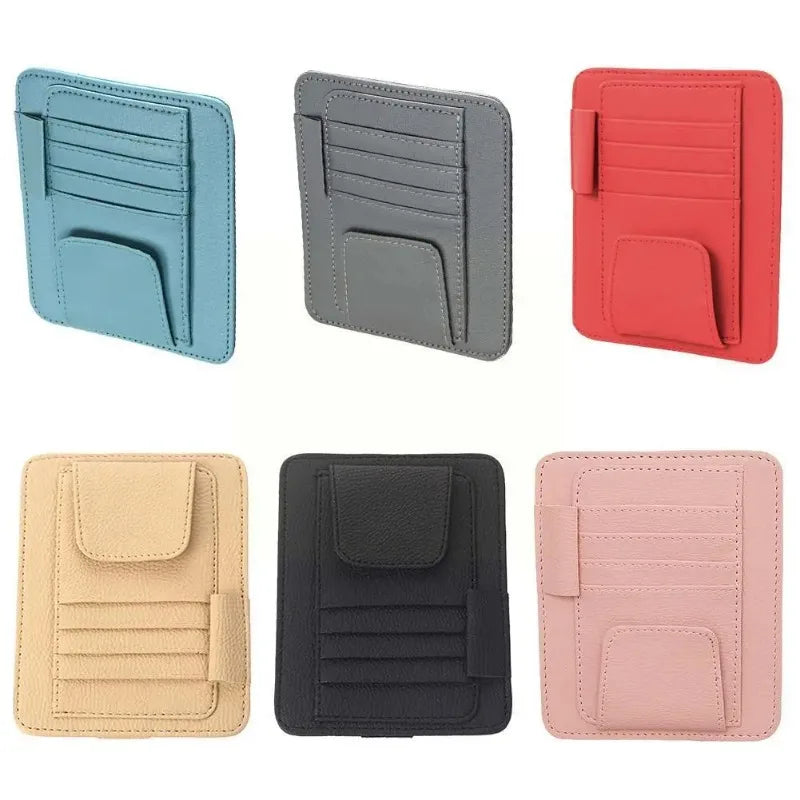 Car Sun Visor Organizer Multi-Pocket Business Card Storage Management Sunglasses Holder Visor Accessories Car Interior