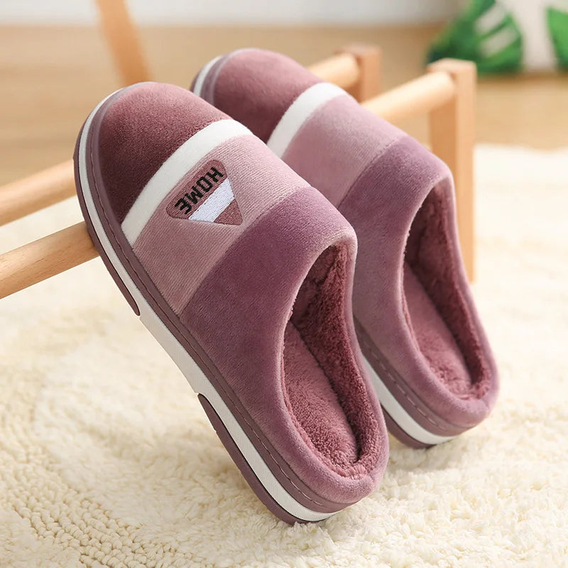 New Men Slippers Big Size Winter Warm Plush Indoor Slides Women Soft Thick Bottom Non-Slip Comfort Shoes Furry Bedroom Shoes