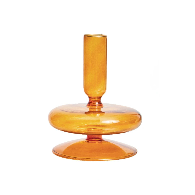 Nordic Retro Orange Glass Candleholder Creative Home Decor Wedding Party Dinner Candlelight Decoration Living Room