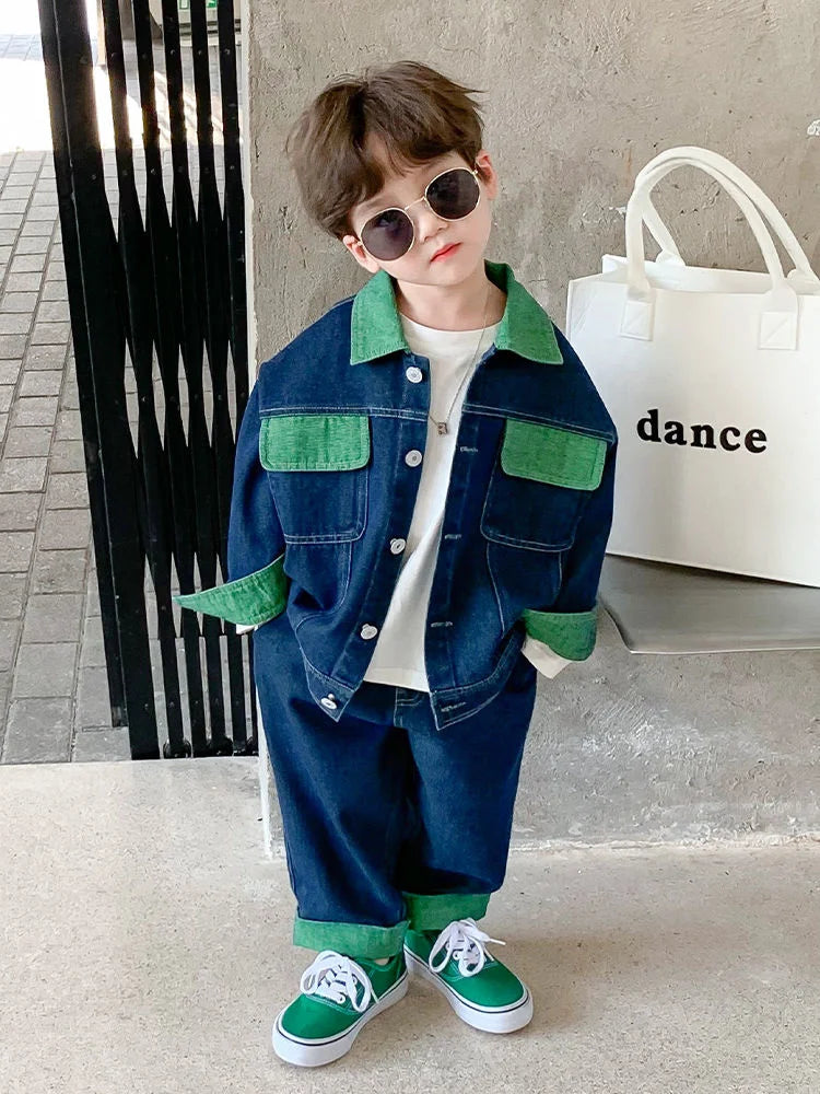 Boys' Denim Set 2023 Spring New Men's Treasure Baby boys clothing sets Clothing pants jeans young children
