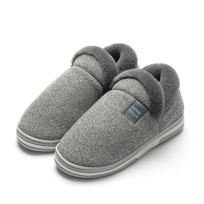New Men Slippers Big Size Winter Warm Plush Indoor Slides Women Soft Thick Bottom Non-Slip Comfort Shoes Furry Bedroom Shoes