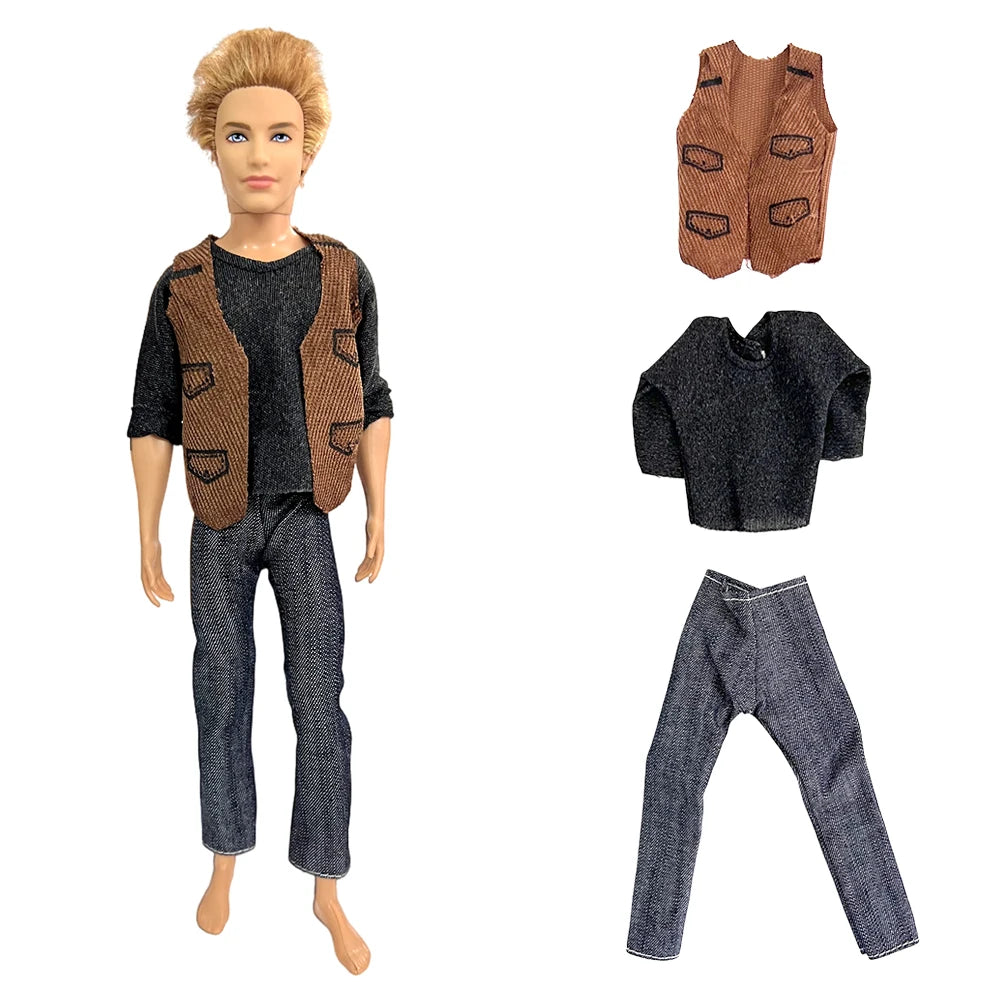 NK Mix Prince Ken Doll Clothes Fashion Suit Cool Outfit For Barbie Boy KEN Doll Accessories Presents Baby Gift DIY Toys JJ