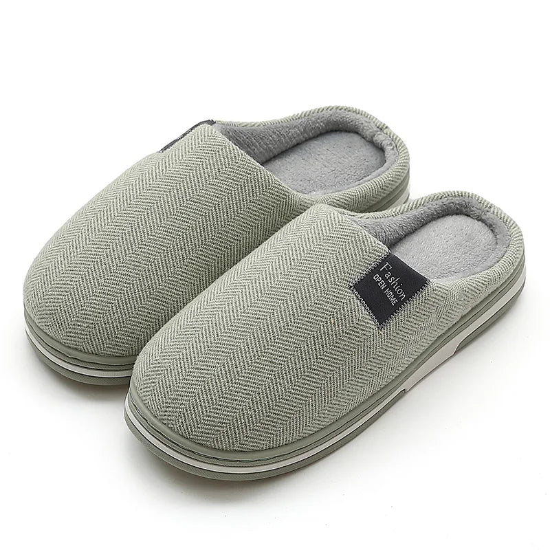 New Men Slippers Big Size Winter Warm Plush Indoor Slides Women Soft Thick Bottom Non-Slip Comfort Shoes Furry Bedroom Shoes