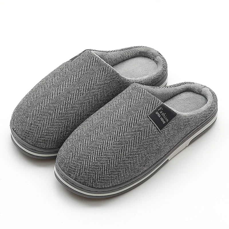 New Men Slippers Big Size Winter Warm Plush Indoor Slides Women Soft Thick Bottom Non-Slip Comfort Shoes Furry Bedroom Shoes
