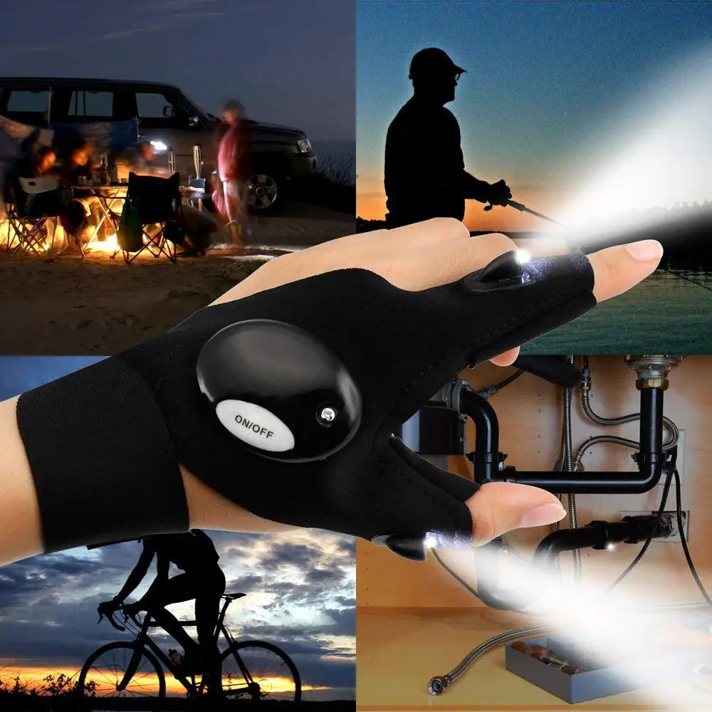 Fingerless Glove LED Flashlight Waterproof Torch Fishing Camping Hiking Survival Rescue Multi Light Tool Outdoor Tool