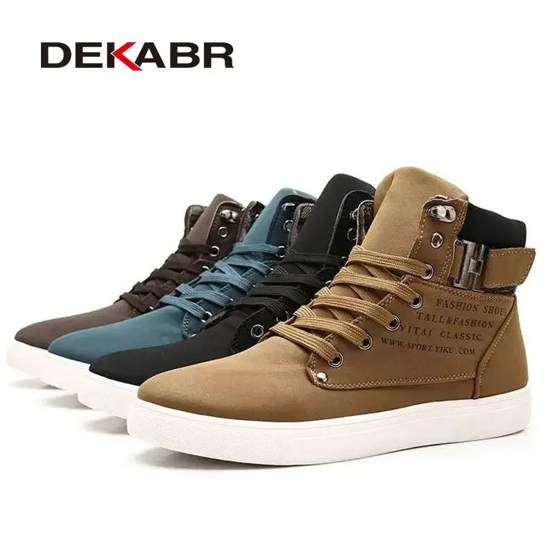 DEKABR Men Shoes Fashion Warm Fur Winter Men Boots Autumn Leather Footwear New Comfortable Canvas Casual Shoes For Men