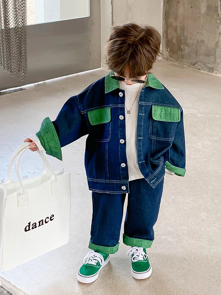 Boys' Denim Set 2023 Spring New Men's Treasure Baby boys clothing sets Clothing pants jeans young children