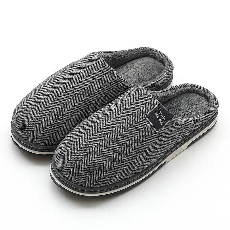 New Men Slippers Big Size Winter Warm Plush Indoor Slides Women Soft Thick Bottom Non-Slip Comfort Shoes Furry Bedroom Shoes