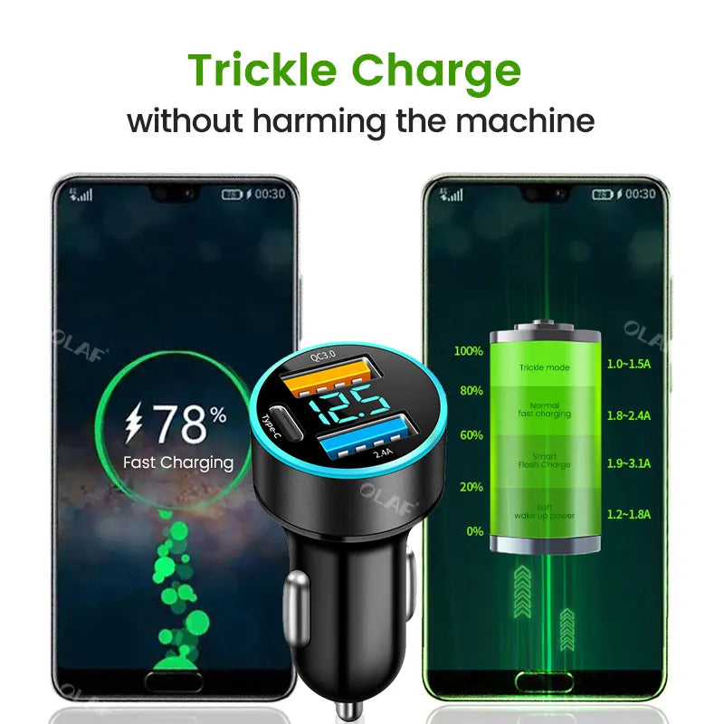 Elough 66W Car Charger USB Type C Fast Charging PD Car Charger Adapter For 14 Pro Max Xiaomi Samsung QC3.0 Phone Charger USB C
