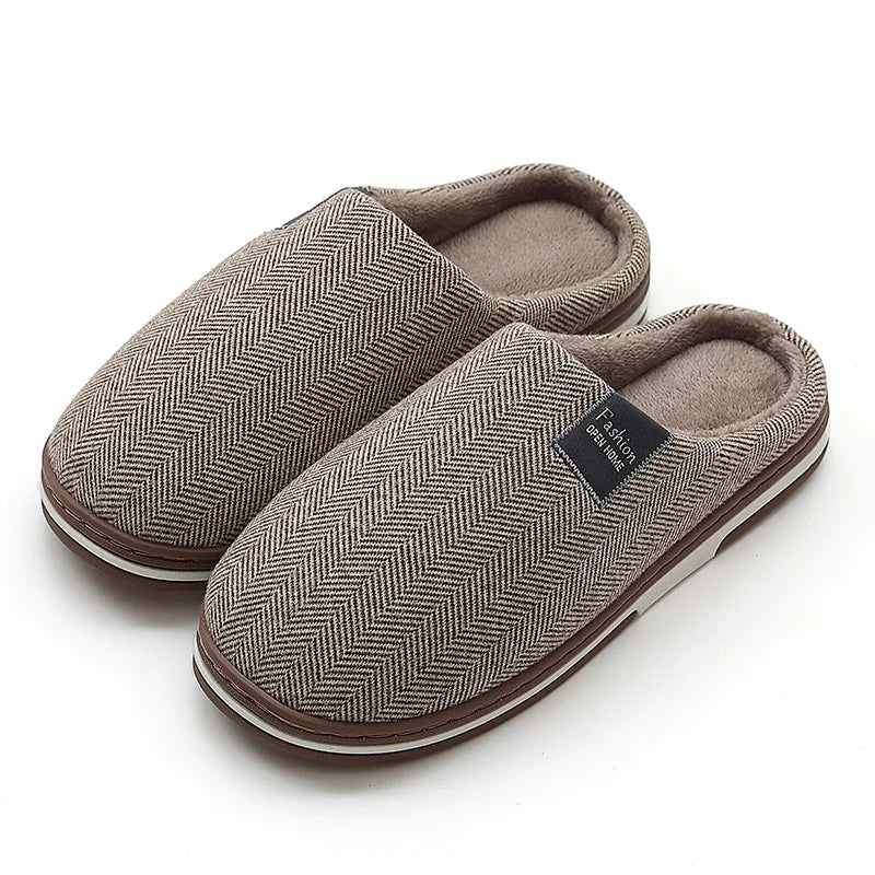 New Men Slippers Big Size Winter Warm Plush Indoor Slides Women Soft Thick Bottom Non-Slip Comfort Shoes Furry Bedroom Shoes