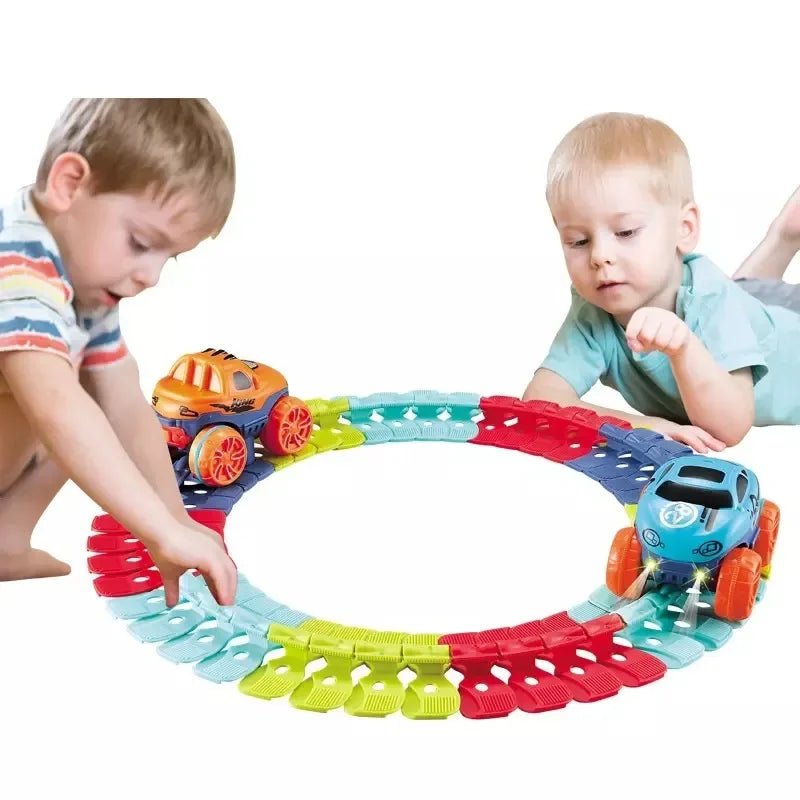 Anti-gravity Assembled Montessori Track Car Toys Kids Electric Roller Coaster Zero Gravity flexible Track Car Set Gift Children