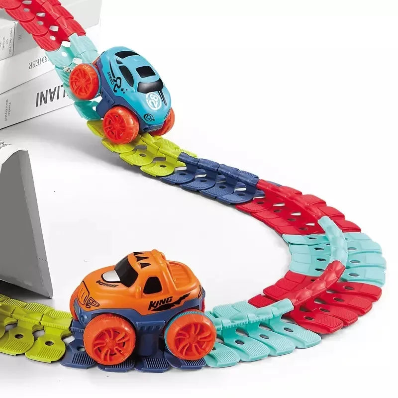 Anti-gravity Assembled Montessori Track Car Toys Kids Electric Roller Coaster Zero Gravity flexible Track Car Set Gift Children