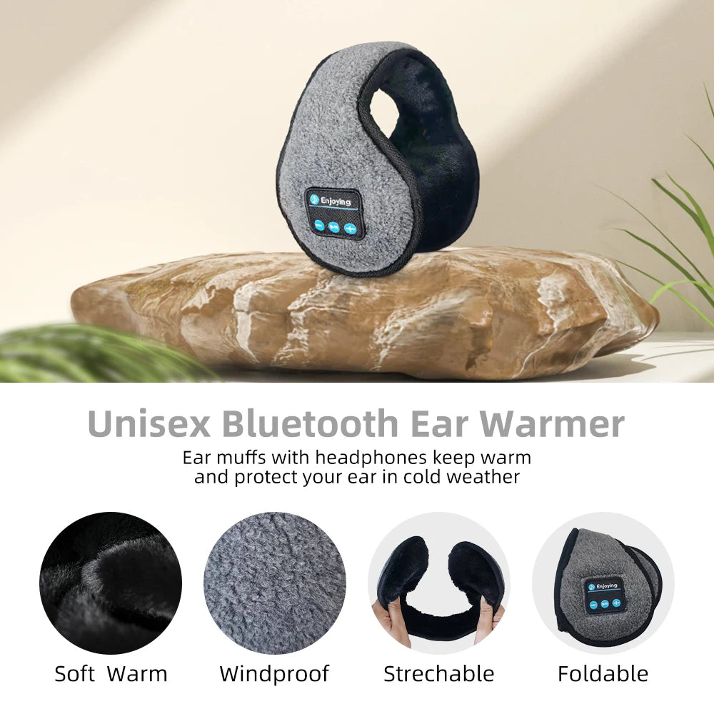 Wireless Headband Headphones Muffs, Earphone Warmer Earmuffs, Bluetooth Ear Warmer Music Men's Women Winter Thick Casual Cap