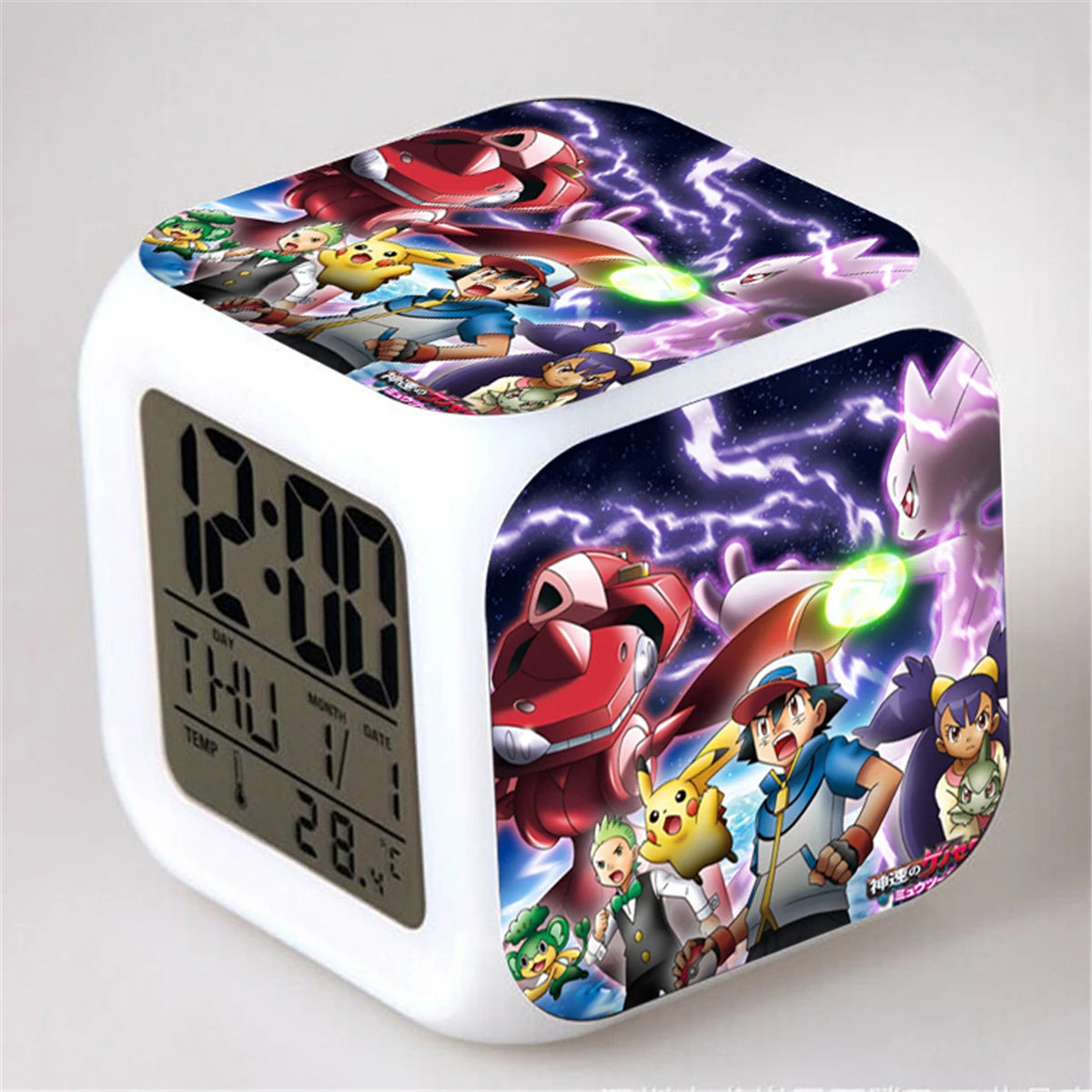 Cartoon Pokemon Clocks Dragonite Blastoise Butterfree Vulpix Flareon Lapras Gyarados Voltorb Mew Alarm Clock Figure Toys Doll