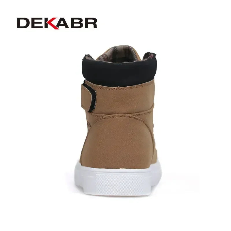 DEKABR Men Shoes Fashion Warm Fur Winter Men Boots Autumn Leather Footwear New Comfortable Canvas Casual Shoes For Men