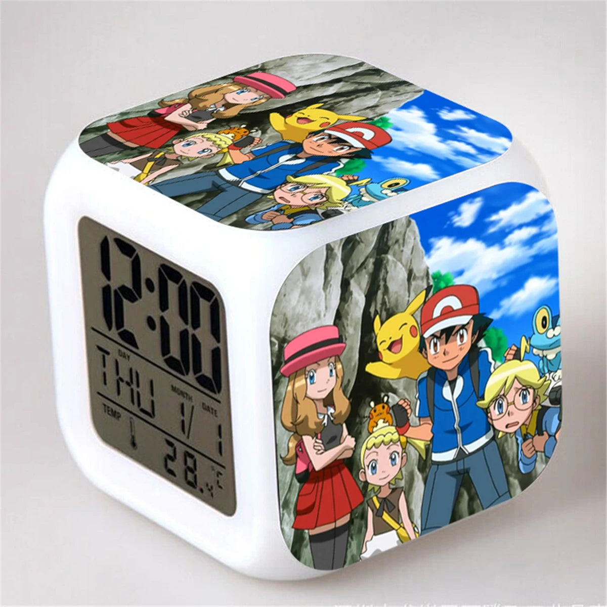 Cartoon Pokemon Clocks Dragonite Blastoise Butterfree Vulpix Flareon Lapras Gyarados Voltorb Mew Alarm Clock Figure Toys Doll