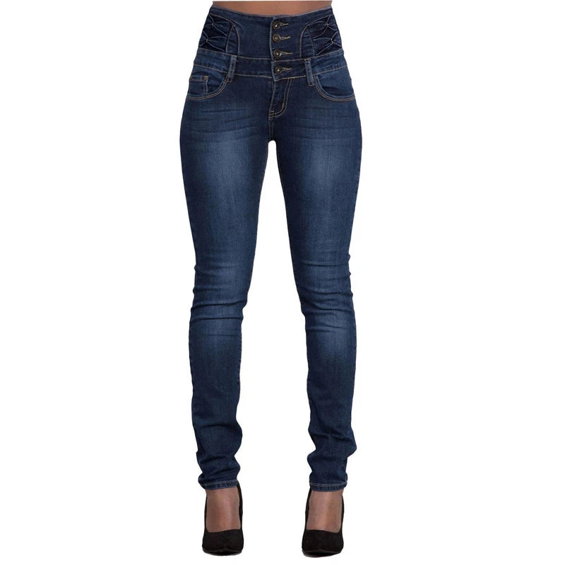 Women Black Jeans Push Up Pencil Denim Pants Ladies Vintage High Waist Casual Stretch Skinny Mom Jean Slim Femme