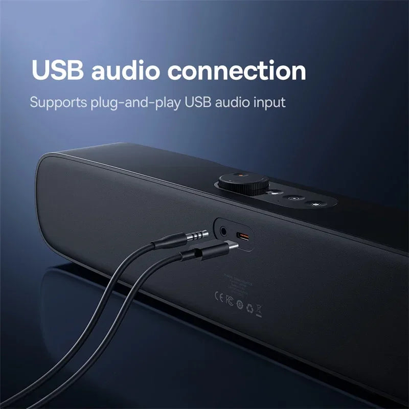 Baseus DS10 Desk Mini Soundbar Speaker Bluetooth 5.3 Triple-Mode Audio 3D Soundscape Surround SubwooferSound Box for Laptop PC
