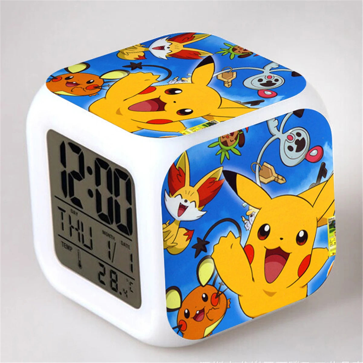 Cartoon Pokemon Clocks Dragonite Blastoise Butterfree Vulpix Flareon Lapras Gyarados Voltorb Mew Alarm Clock Figure Toys Doll