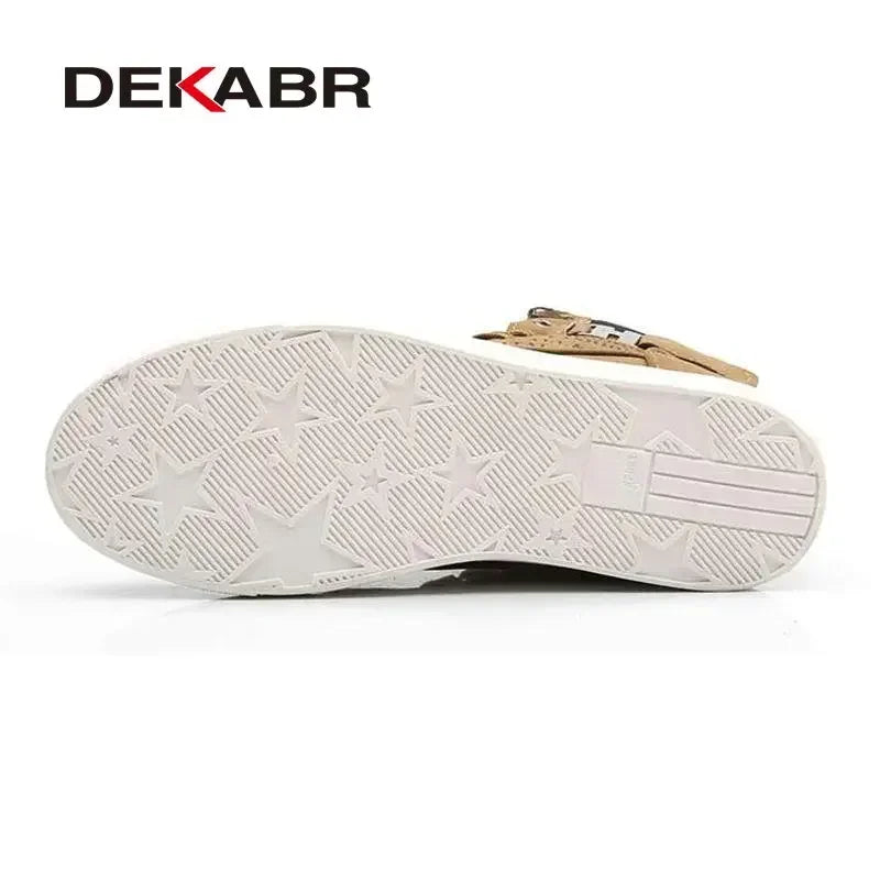 DEKABR Men Shoes Fashion Warm Fur Winter Men Boots Autumn Leather Footwear New Comfortable Canvas Casual Shoes For Men