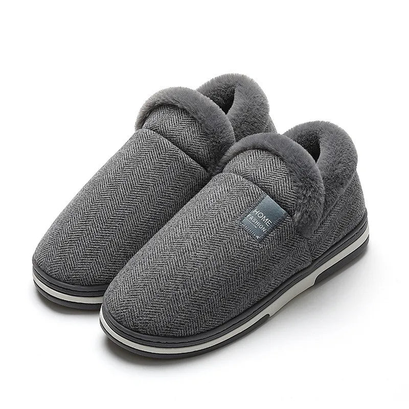New Men Slippers Big Size Winter Warm Plush Indoor Slides Women Soft Thick Bottom Non-Slip Comfort Shoes Furry Bedroom Shoes