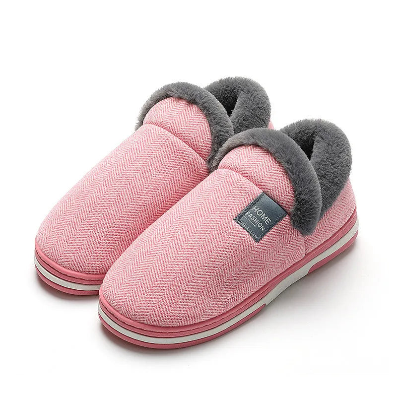 New Men Slippers Big Size Winter Warm Plush Indoor Slides Women Soft Thick Bottom Non-Slip Comfort Shoes Furry Bedroom Shoes