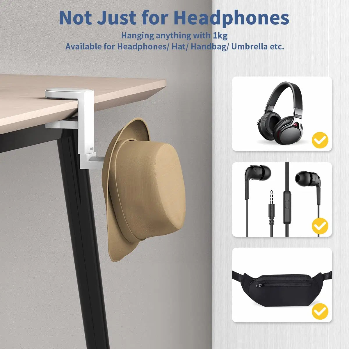 Headphone Bracket Swivel Mounted PC Gaming Headset Stand Holder Under Desk Hanger Hook Earphones Display Stand With USB Ports