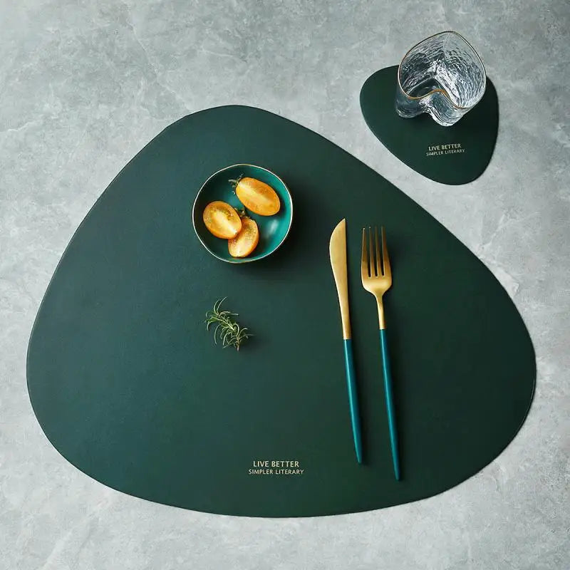 Tableware Pad Placemat Table Mat PU Leather Heat Insulation Non-Slip Simple Placemats Disc Coaster Placemat for Dining Table