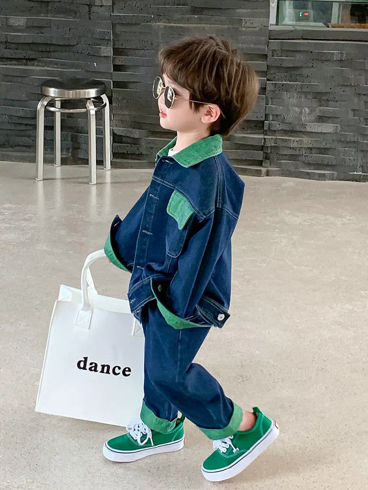 Boys' Denim Set 2023 Spring New Men's Treasure Baby boys clothing sets Clothing pants jeans young children