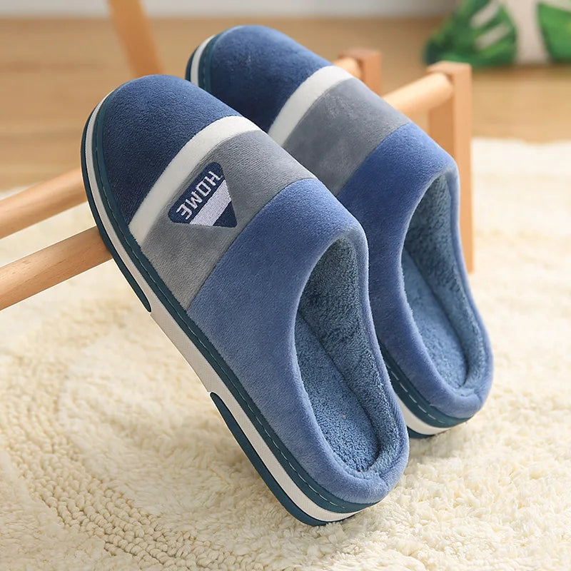 New Men Slippers Big Size Winter Warm Plush Indoor Slides Women Soft Thick Bottom Non-Slip Comfort Shoes Furry Bedroom Shoes