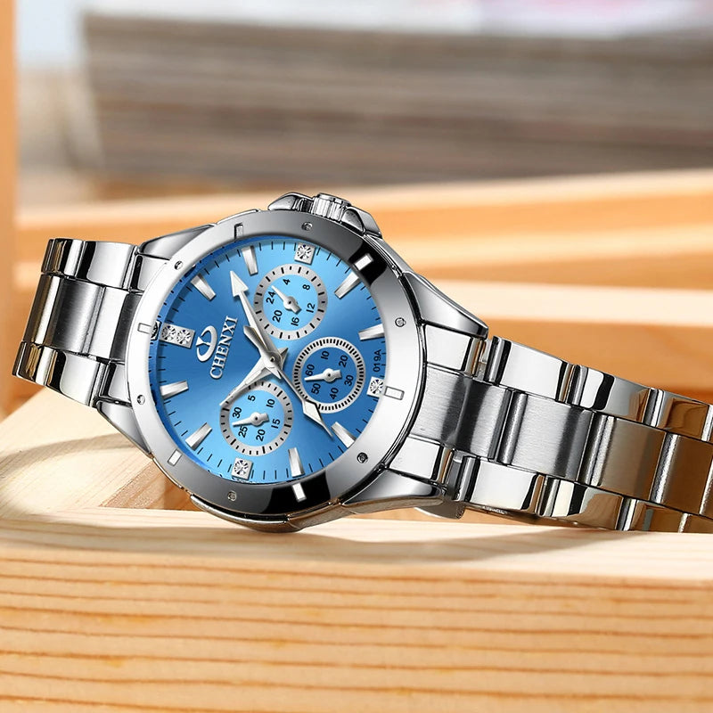 CHENXI Watches Women‘s Fashion Luxury All Stainless Steel High Quality Rhinestone Ladies Quartz Wristwatches for Women
