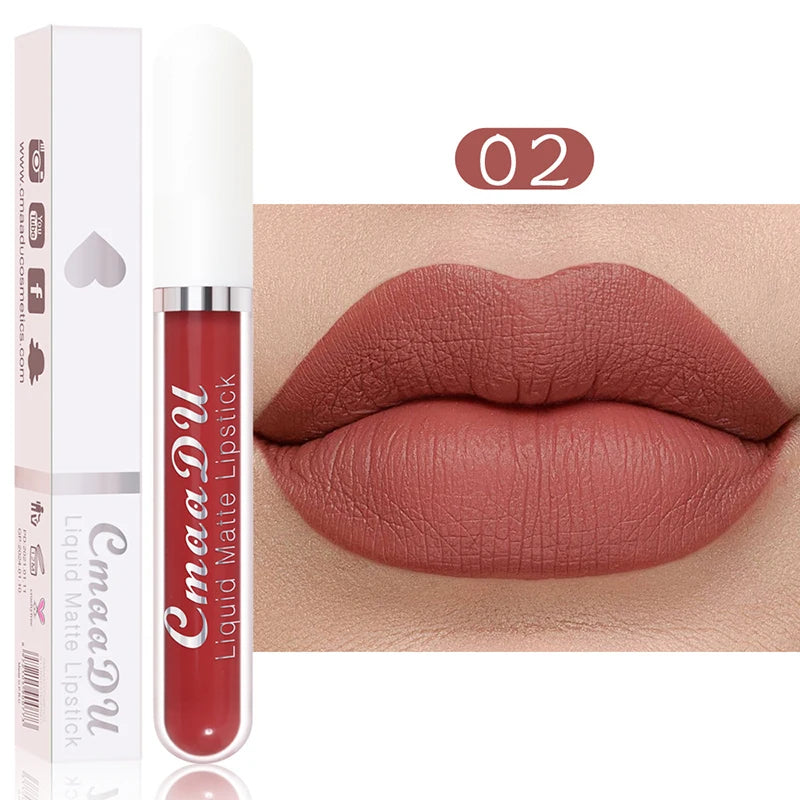 Sexy Red Matte Velvet Lip Gloss Nude Liquid Lipsticks Waterproof Long Lasting Nonstick Cup Lipgloss Makeup Sexy Lip Tint Glaze