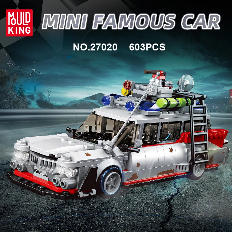 Mould king 27020 Technik für Icons Geisterbus ECTO-1 Modellauto-Bausatz,Technologie Klemmbausteine Bausatz für Sammler, 603Teile