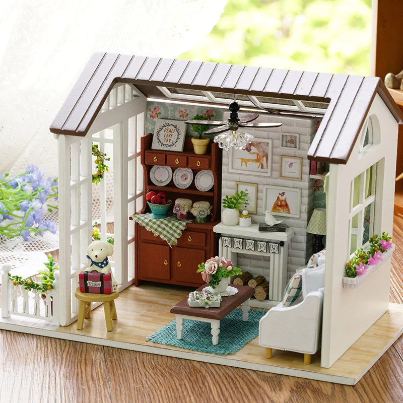 CUTEBEE Doll House Miniature DIY Dollhouse With Furnitures Wooden House Toys For Children Holiday Times Z009