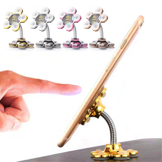 2021 New Stand for Cell Phone 360 degree Rotatable Flower Magic Suction Cup Mobile Phone Holder Car Bracket Mount Compatible