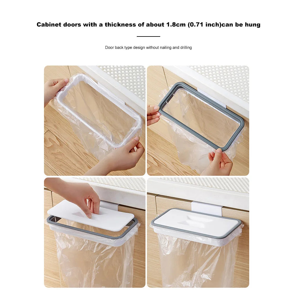 Portable Plastic Garbage Hanging Bag Kitchen Trash Storage Rack Bag Hook Scouring Pad Dry Shelf Holder Kitchen Organzier