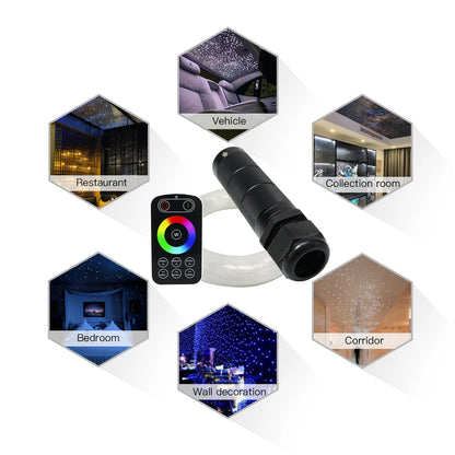 DC12V Car Roof Star Light 6W RGB Fiber Optic Star Ceiling Kit Bluetooth app Fiber Optic Light for Optical Fiber Starry Sky