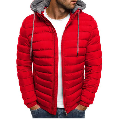 ZOGAA Men Winter Solid Parkas Hooded Zipper Fashion Cotton Coat Jacket Casual Warm Clothe Mens Overcoat Streetwear Puffer Jacket