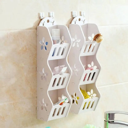 3 Layers Organizer Wall-mounted Shelf Bathroom Cosmetic Shampoo Holder Storage Kitchen Rack Groceries Basket Home Accessories