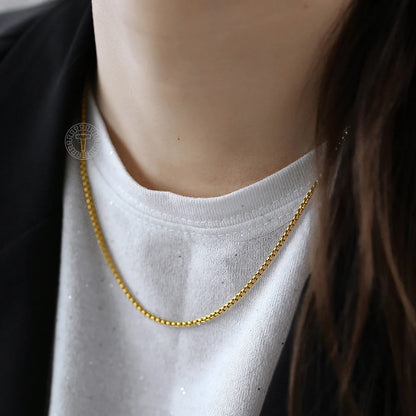 2mm 3mm 5mm Black Round Box Link Chain Necklace For Men Boy Stainless Steel Chain Necklace Wholesale Dropshipping Jewelry KNM118