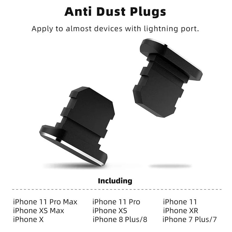 5pcs / Lot Aluminium Dust Plug Mobile Phone Accessories Charge Port for Iphone 5 5s 6 6s 7 Plus 8 X XS XR 11 Pro Max 12 Gadgets