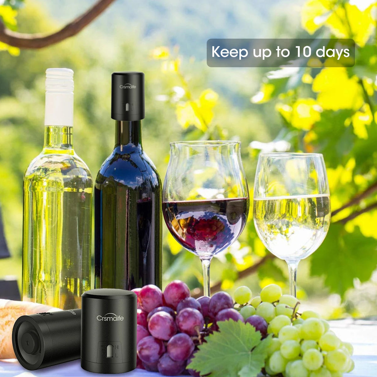 ABS Vacuum Red Wine Bottle Cap Stopper ship from US Vacuum Pump Sealer Wine Fresh Keeper Plug Champagne Cork Kitchen Bar Tool